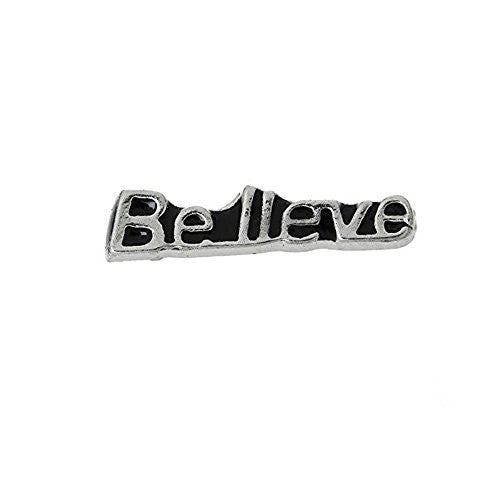 Floating Charms for Glass Living Memory Locket Pendant and Stainless Steel Back Plate (Believe Floating Charm) - Sexy Sparkles Fashion Jewelry - 1