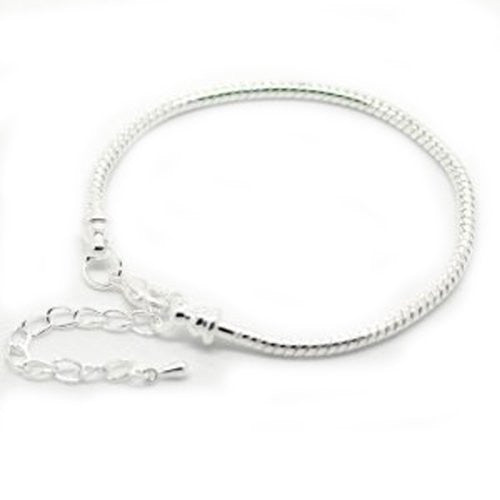 Bracelet Fits 8-10 Inch Beads Tone Snake Chain Charm Bracelet with Lobster Clasp