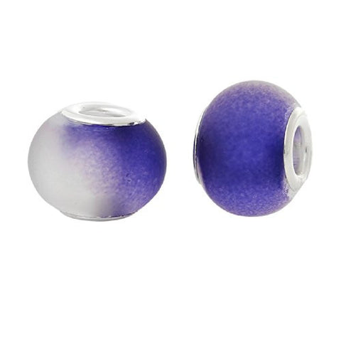 Five (5)Purples Glass European Murano Lampwork Beads Compatible with European Snake Chain Bracelet - Sexy Sparkles Fashion Jewelry - 3