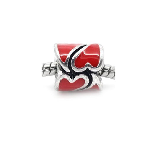 Heart Pattern Bead European Bead Compatible for Most European Snake Chain Braceletss (Red) - Sexy Sparkles Fashion Jewelry - 2