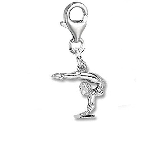 Gymnast Clip On For Bracelet Charm Pendant for European Charm Jewelry w/ Lobster Clasp