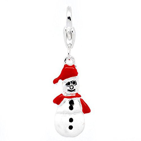 Christmas Snowman Charm Pendant for European Clip on Charm Jewelry w/ Lobster Clasp - Sexy Sparkles Fashion Jewelry - 1