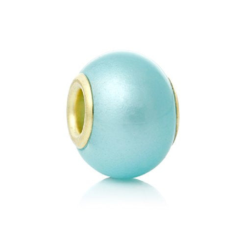Five (5) Light Blue Lampwork Murano Glass European Beads Compatible with European Snake Chain Bracelet - Sexy Sparkles Fashion Jewelry - 1