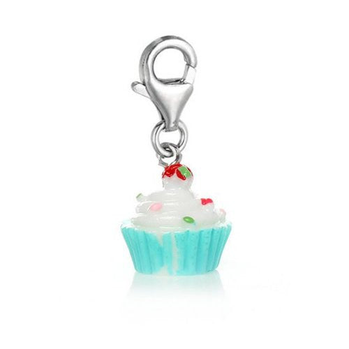 Cupckae w/Cherry on Top Clip On For Bracelet Charm Pendant for European Charm Jewelry w/ Lobster Clasp