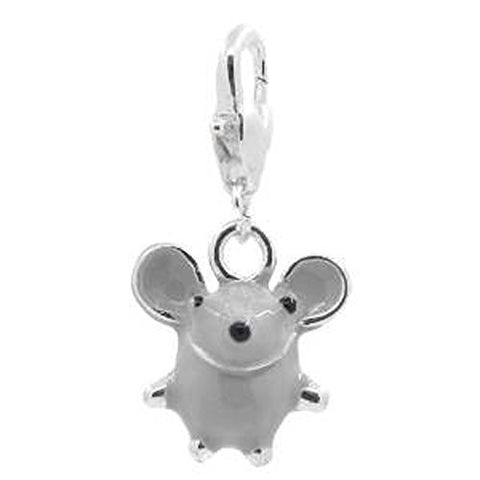 Grey Mouse Clip on Pendant for European Charm Jewelry w/ Lobster Clasp - Sexy Sparkles Fashion Jewelry - 1