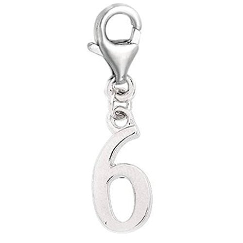 Clip on Number 6 Dangle Charm Pendant for European Clip on Charm Jewelry w/ Lobster Clasp - Sexy Sparkles Fashion Jewelry