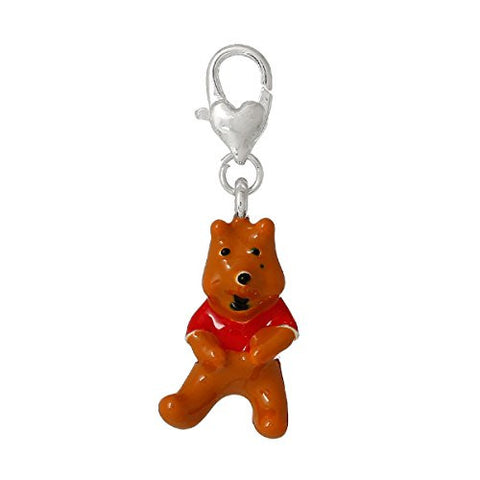 Happy Bear Wearing a Red T-Shirt Clip on for Bracelet or Necklace - Sexy Sparkles Fashion Jewelry - 1
