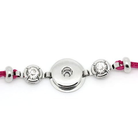 Fushia Velvet Chunk Lobster Clasp Bracelet & Extender Chain Fits Snaps Chunk Button - Sexy Sparkles Fashion Jewelry - 2