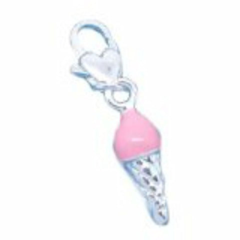 Clip on Ice Cream Cone with a scoope of Ice Cream Charm Pendant for European Jewelry w/ Lobster Clasp - Sexy Sparkles Fashion Jewelry - 1