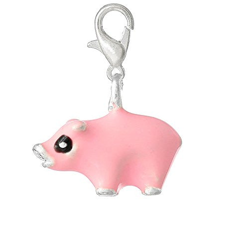 3 D Clip On For Bracelet Charm Pendant for European Charm Jewelry w/ Lobster Clasp (Pig) - Sexy Sparkles Fashion Jewelry