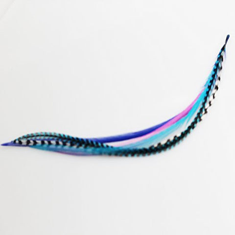 Feather Hair Extension Mermaid Grizzly Remix 4-7 Feathers for Hair Extension Includes 2 Silicone Micro Beads and 5 Feathers - Sexy Sparkles Fashion Jewelry - 5