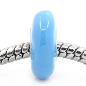 European Charm Beads Flat Round Silver Plated Enamel Blue - Sexy Sparkles Fashion Jewelry - 4