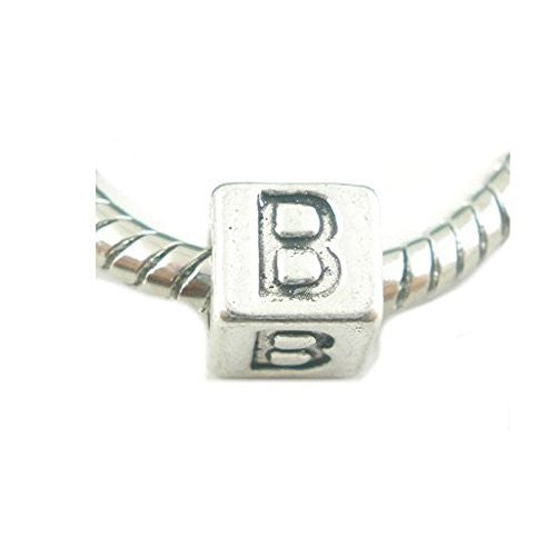 One Alphabet Block Beads Letter B for European Snake Chain Charm Braclets - Sexy Sparkles Fashion Jewelry
