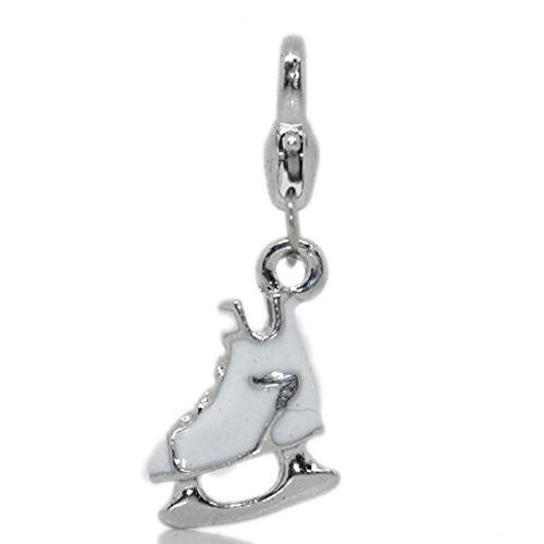 Clip on Ice Skates Charm Pendant for European Jewelry w/ Lobster Clasp