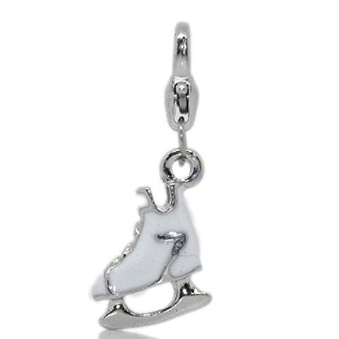 Clip on Ice Skates Charm Pendant for European Jewelry w/ Lobster Clasp - Sexy Sparkles Fashion Jewelry - 1