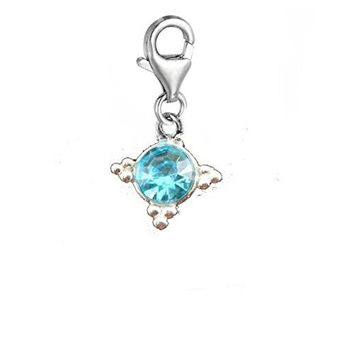 December Birthstone Crystal  Charm Pendant for European Clip on Jewelry with Lobster Clasp