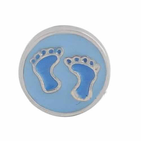 Round Locket Crystal Necklace Base and Floating Family Charms (Baby Feet) - Sexy Sparkles Fashion Jewelry - 4