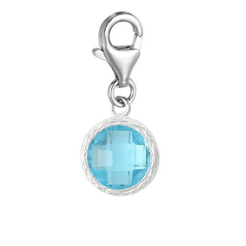 Clip on March Birthstone Charm Dangle Pendant for European Clip on Charm Jewelry w/ Lobster Clasp