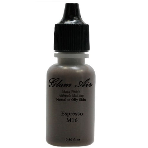 Large Bottle Airbrush Makeup Foundation Matte Finish M16 Espresso Water-based Makeup Lasting All Day 0.50 Oz Bottle By Glam Air - Sexy Sparkles Fashion Jewelry - 1