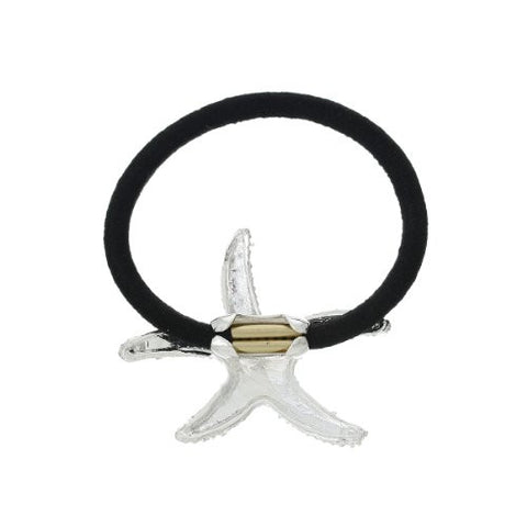 Nylon Cirlce Ring Hair Band Ponytail Holder Black Acrylic Imitation Pearl Choose Your Style From Menu (Starfish) - Sexy Sparkles Fashion Jewelry - 2