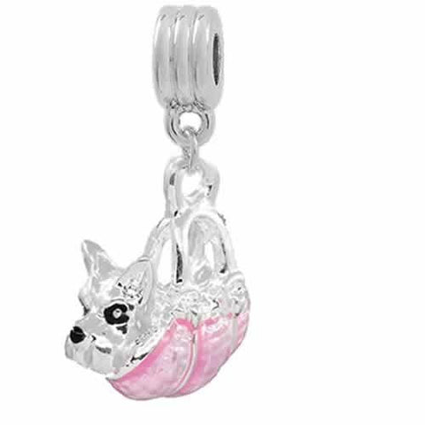 Dog in Pink Bag European Bead Compatible for Most European Snake Chain Bracelet - Sexy Sparkles Fashion Jewelry - 2