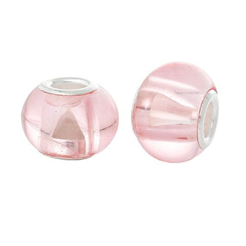 Five (5)Light pink Glass European Murano Lampwork Beads Compatible with European Snake Chain Bracelet - Sexy Sparkles Fashion Jewelry - 3