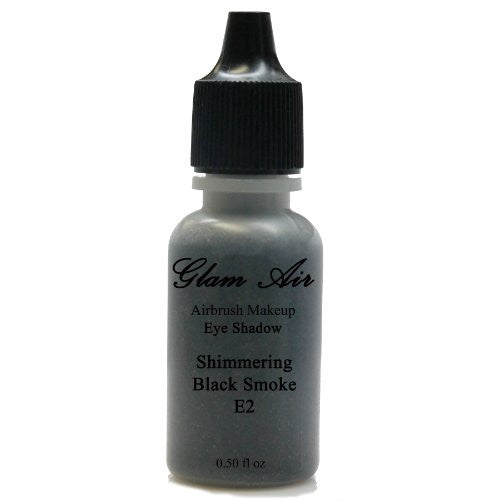 Large Bottle Glam Air Airbrush E2 Shimmering Black Smoke Eye Shadow Water-based Makeup 0.50oz - Sexy Sparkles Fashion Jewelry - 1
