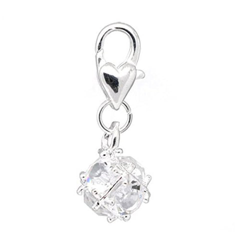 April Birthstone Dangle Charm Pendant for European Clip on Charm Jewelry w/ Lobster Clasp - Sexy Sparkles Fashion Jewelry - 1