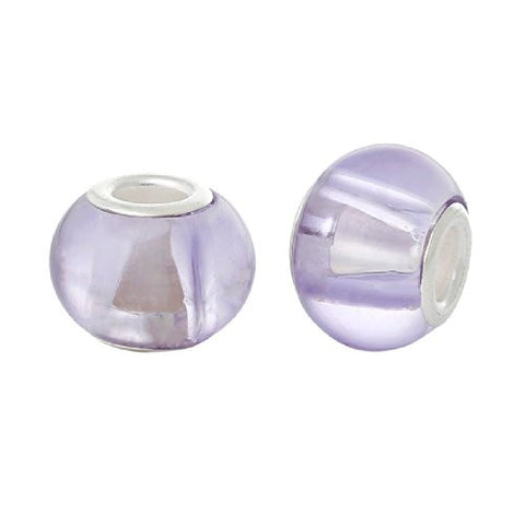 Five (5)Mauve Glass European Murano Lampwork Beads Compatible with European Snake Chain Bracelet - Sexy Sparkles Fashion Jewelry - 3
