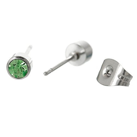 August Stainless Steel Post Stud Earrings with  Rhinestone - Sexy Sparkles Fashion Jewelry - 2