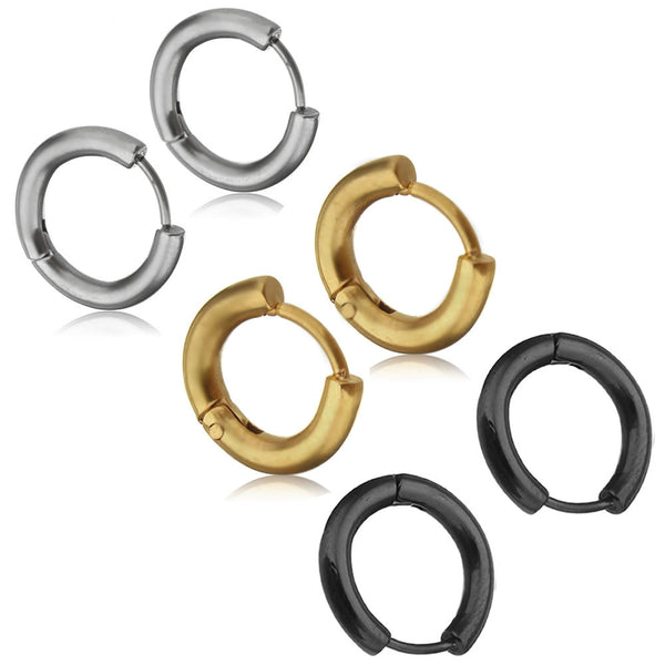 SEXY SPARKLES  1-3 Pairs Stainless Steel Mens Womens Hoop Earrings Cartilage Lip Piercing Nose Hoop Hypoallergenic 12mm - Sexy Sparkles Fashion Jewelry - 1