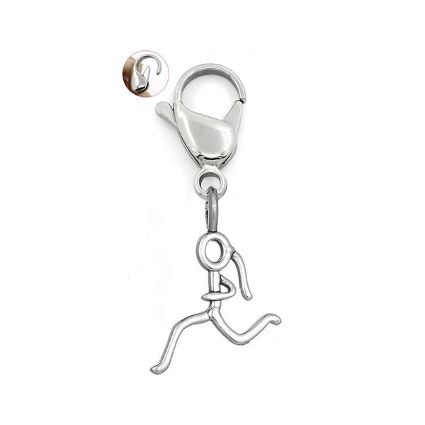 Runner Running Run Girl Sports Charm Clip On Lobster Clasp Jewelry for Bracelet, Necklaces or Purses