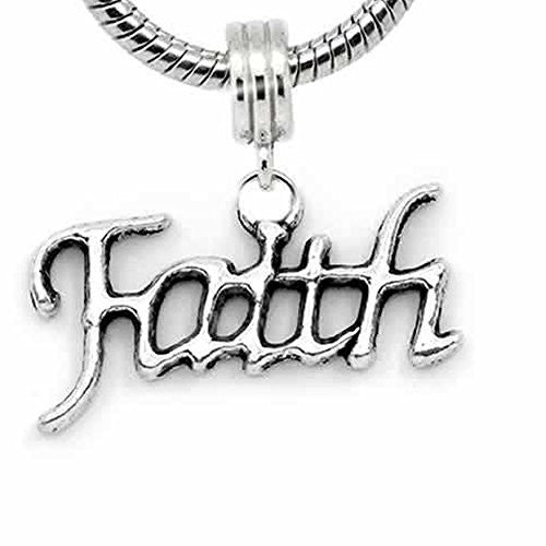Faith Charm Dangle Bead Spacer For Snake Chain Charm Bracelet