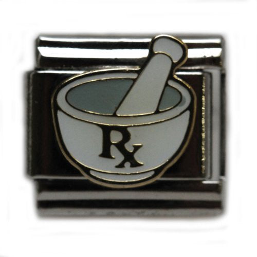 RX On Mortar Italian Link Bracelet Charm - Sexy Sparkles Fashion Jewelry - 1