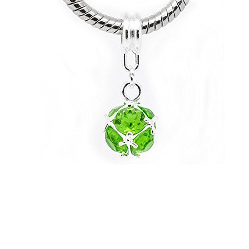 August Birthstone Dangle European Bead Compatible for Most European Snake Chain Charm Bracelet - Sexy Sparkles Fashion Jewelry - 1