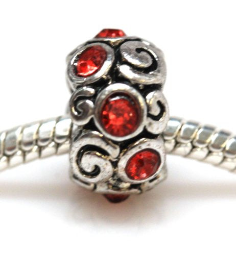 Red  Rhinestone Charm Spacer European Bead Compatible for Most European Snake Chain Bracelet - Sexy Sparkles Fashion Jewelry