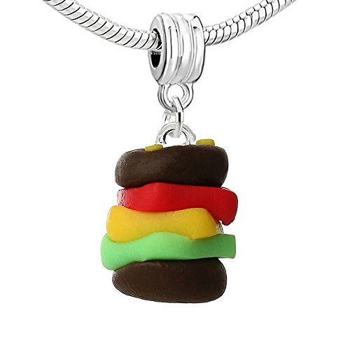 Hamburger Polymer Clay Bead Compatible for Most European Snake Chain BraceletPendant