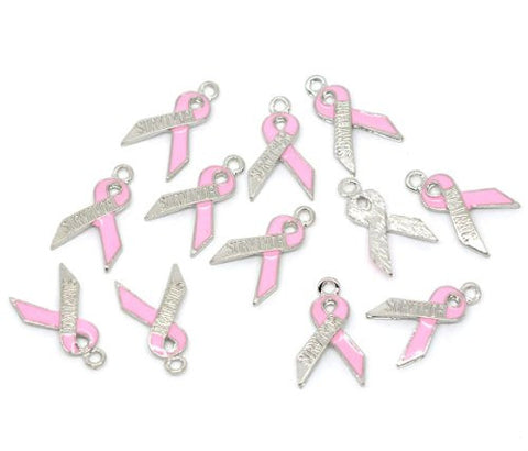 Survivor Pink Ribbon Awarness Charm Necklace or Bracelet Pendant Charm - Sexy Sparkles Fashion Jewelry - 2