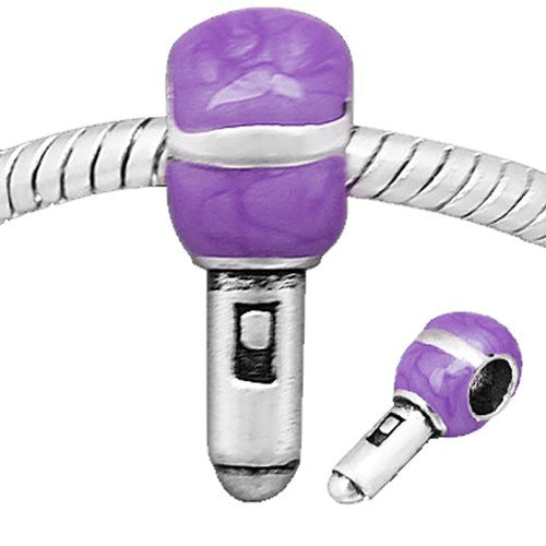 Purple Microphone Enamel Bead European Bead Compatible for Most European Snake Chain Charm Bracelet