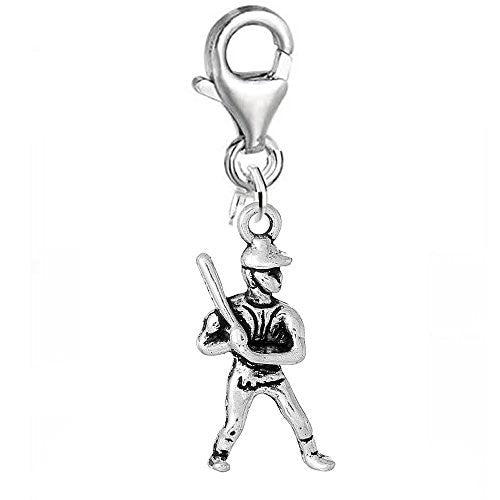 Baseball Player Clip On For Bracelet Charm Pendant for European Charm Jewelry w/ Lobster Clasp - Sexy Sparkles Fashion Jewelry