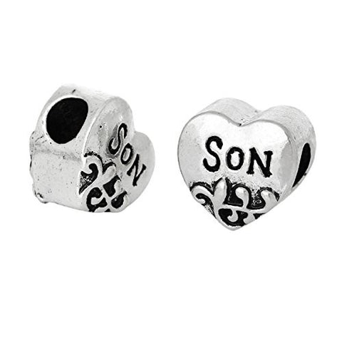 Family Heart Bead Compatible for Most European Snake Chain Bracelet (Son) - Sexy Sparkles Fashion Jewelry - 2