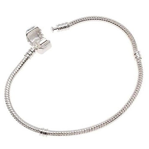 Leegoal Pandora Snake Chain Bead Barrel Clasp Bracelet (Silver,19cm) - Sexy Sparkles Fashion Jewelry - 2