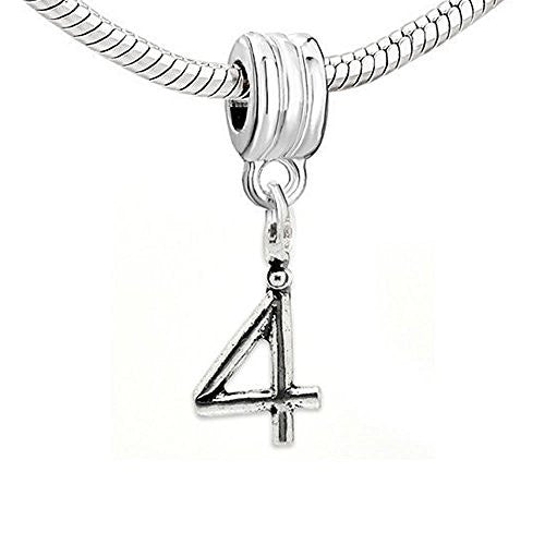 Choose From Number #4 Dangle European Bead Compatible for Most European Snake Chain Bracelet - Sexy Sparkles Fashion Jewelry