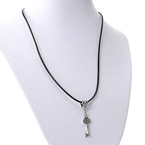 Cowhide Leather Necklace with Dangle Key(locks with Lobster Clasp) 43cm Long - Sexy Sparkles Fashion Jewelry - 1