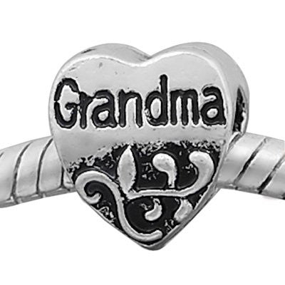 Grandma Heart Bead European Bead Compatible for Most European Snake Chain Charm Bracelet - Sexy Sparkles Fashion Jewelry - 2