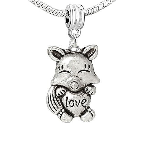 Fox With Love Heart Bead Compatible for Most European Snake Chain Bracelet - Sexy Sparkles Fashion Jewelry