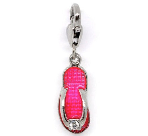 Flip Flop Shoe  Pink Pendant for European Jewelry w/ Lobster Clasp - Sexy Sparkles Fashion Jewelry - 4