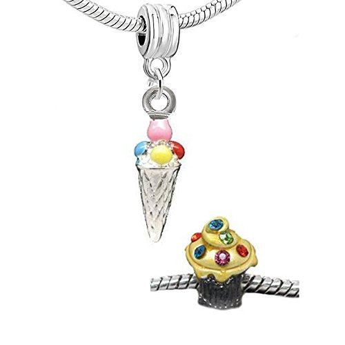 Set of 2 Chef Inspired Charm Beads For Snake Chain Bracelets - Sexy Sparkles Fashion Jewelry