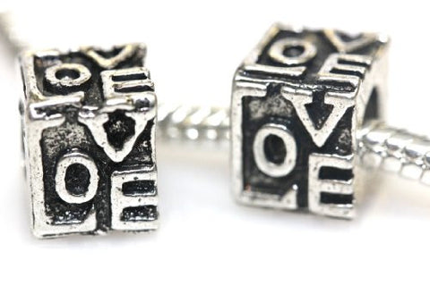Letters of Love on Cube Charm European Bead Compatible for Most European Snake Chain Bracelet - Sexy Sparkles Fashion Jewelry - 2