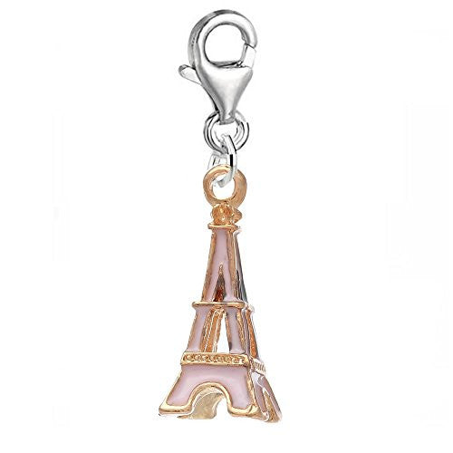 Eiffel Tower Clip on Pendant for European Charm Jewelry with Lobster Clasp